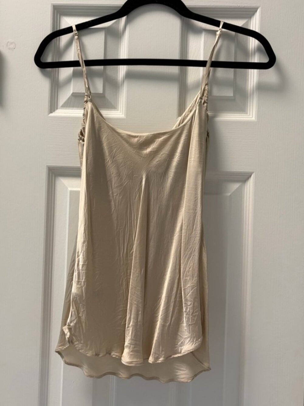 Women’s Cream Satin Cowl Neck Spaghetti Strap Top - Picture 2 of 2